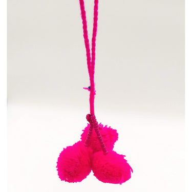 Fuchsia Pink Beaded Pom-Pom Tassels Latkan, Pompom Decorations, Pom poms